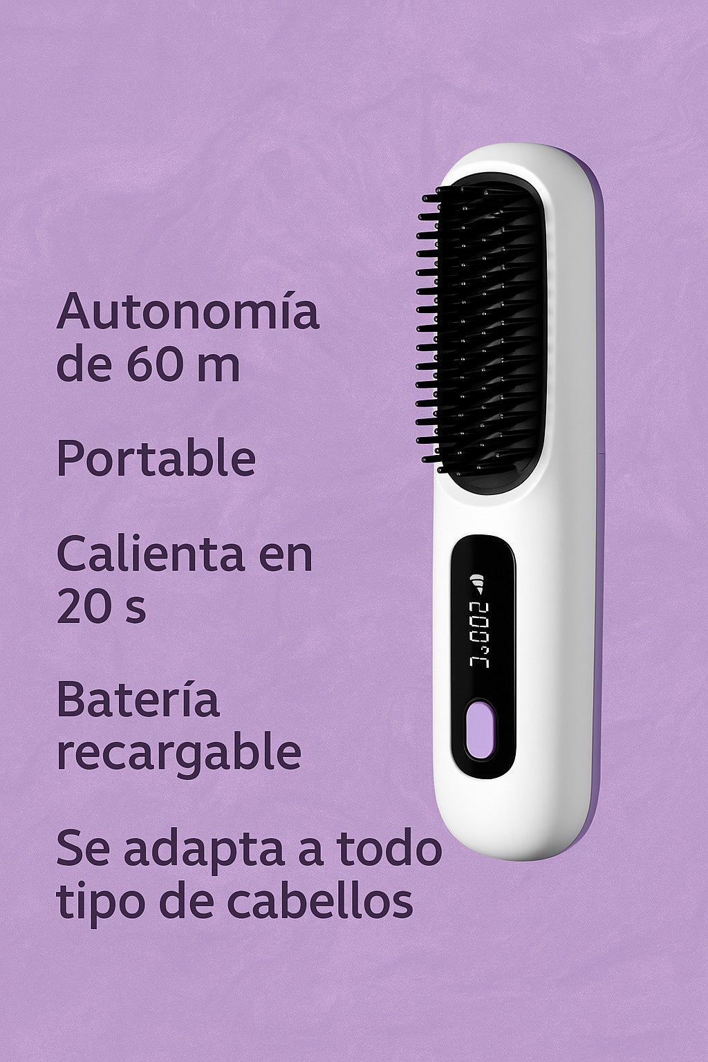 Cepillo Alisador Portátil Recargable